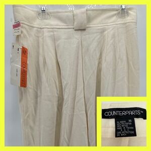 Counterparts Pleated Trousers Womens 16 Ivory Lace Vintage High Waist Pants